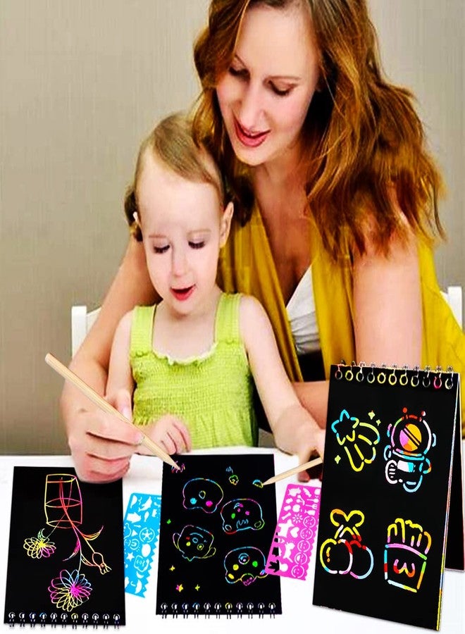 JUNQIU US JUNQIU Scratch Paper Art for Kids, 2 Pack Bulk Rainbow Scratch Paper Crafts Toys for 3 4 5 6 7 8 9 10 Years Old Girls Kids Birthday Gifts - Image 5